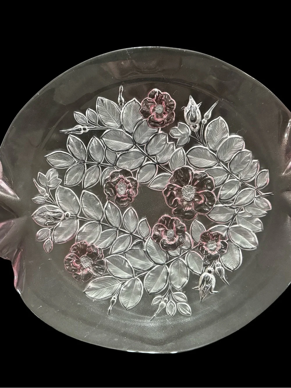 Set of 2 Mikasa Rosella Floral Glass Serving Plattters